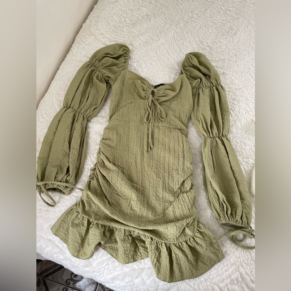 PLT mini dress puffer long sleeve green